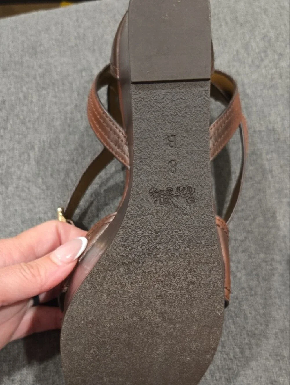 Coach Women's Brown Leather Crisscross Ankle-Strap Heels